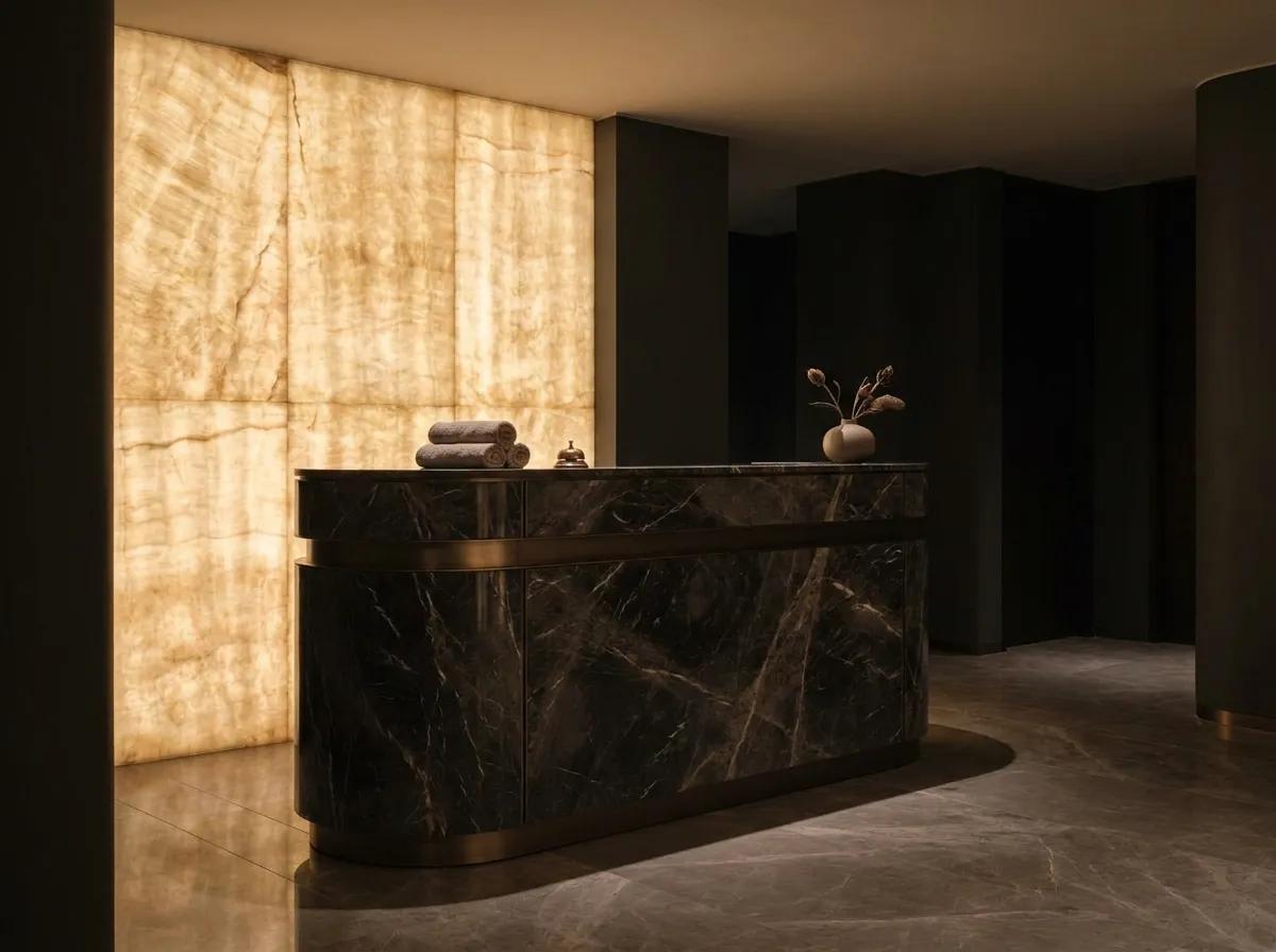 Spa resepsiyon ve rezervasyon alanı